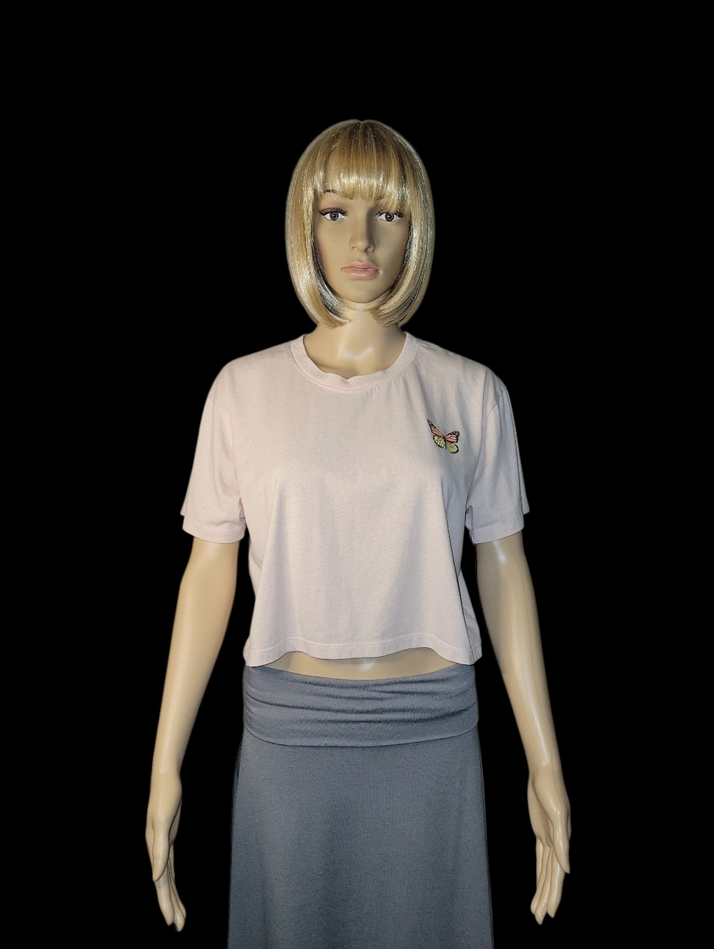 SELF E Boxy Crop Graphic Tee, S, Dusty Pink, VGUC